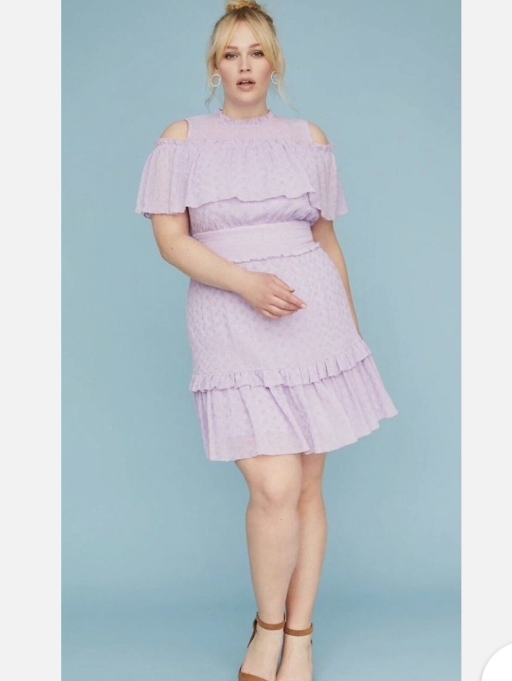 Lane Bryant Lilac Eyelet Lace Fit & Flare Cold Shoulder Dress size 18